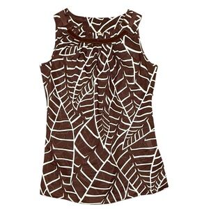 Tory Burch 100% Cotton Brown/White Patterned Sleeveless Blouse Size 0/XS $198